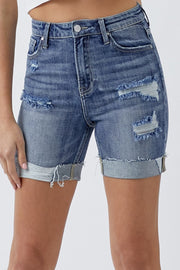 RISEN Rolled Denim Shorts with Pockets