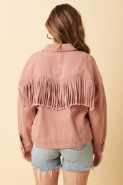 Trendsi Mittoshop Fringe Detail Cotton Twill Jacket