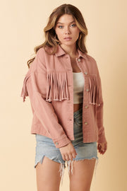 Trendsi Mittoshop Fringe Detail Cotton Twill Jacket