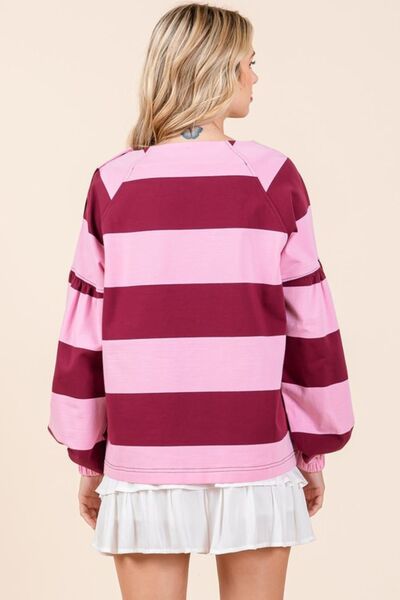 Trendsi Mittoshop Striped Snap Shoulder Long Sleeve T-Shirt