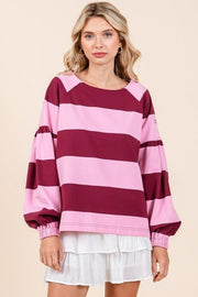 Trendsi Mittoshop Striped Snap Shoulder Long Sleeve T-Shirt