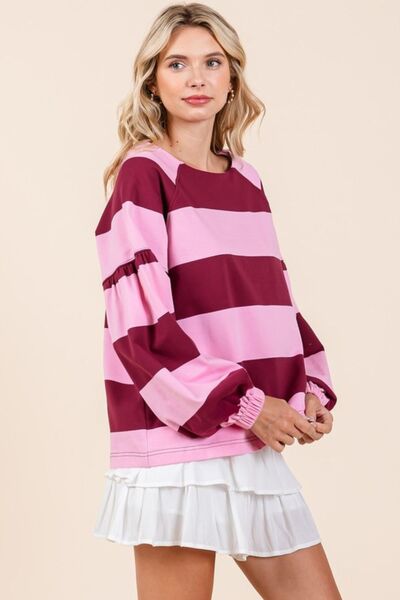 Trendsi Mittoshop Striped Snap Shoulder Long Sleeve T-Shirt