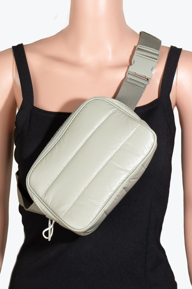 Trendsi Moss / One Size Fame Quilted Nylon Crossbody Bag