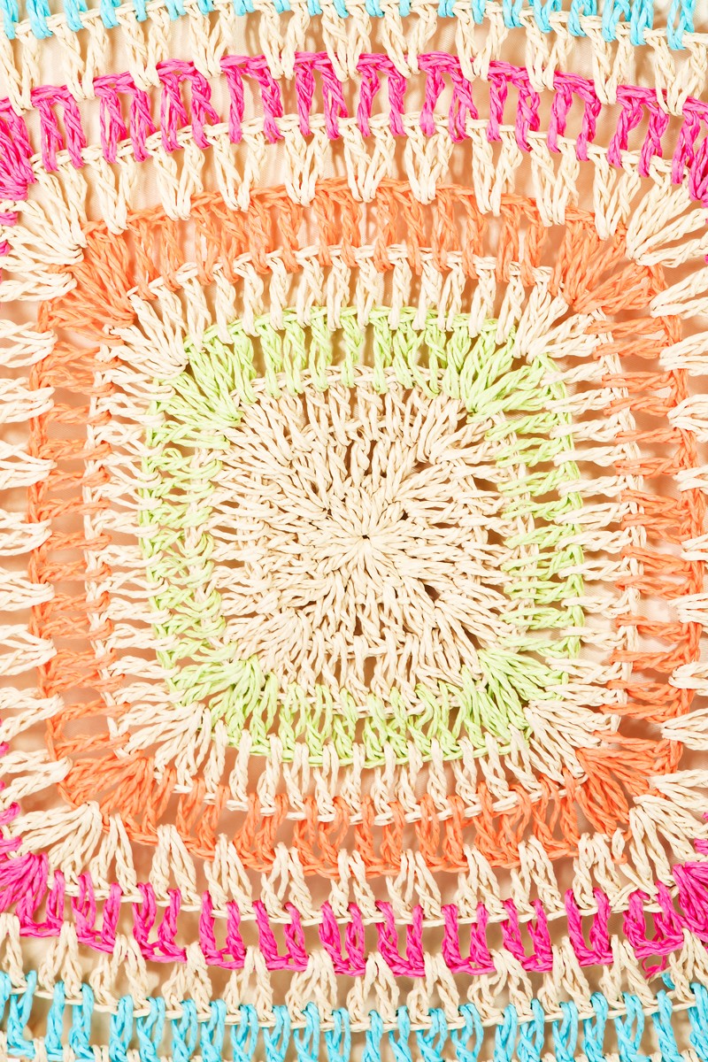 Trendsi MU / One Size Fame Rainbow Crochet Knit Tote Bag