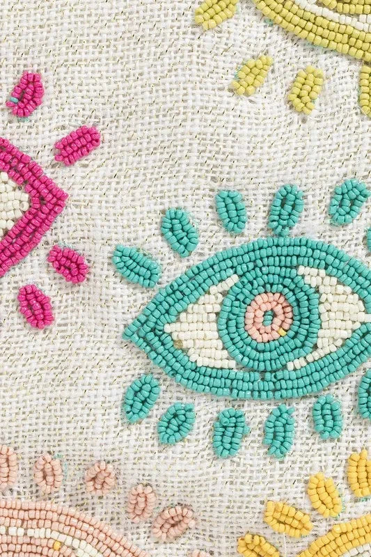 Trendsi MULTI / One Size Fame Seed Beaded Eye Pattern Crossbody Bag