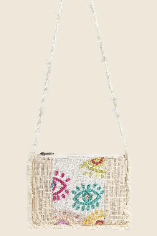 Trendsi MULTI / One Size Fame Seed Beaded Eye Pattern Crossbody Bag