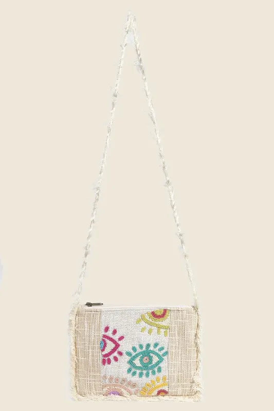 Trendsi MULTI / One Size Fame Seed Beaded Eye Pattern Crossbody Bag