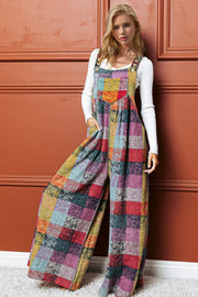 Trendsi Multicolored / S Double Take Full Size Plaid Sleeveless Wide Leg Jumpsuit