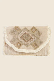 Trendsi NAT / One Size Fame Boho Beaded Pattern Envelope Bag