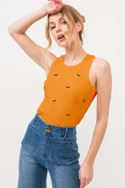 Trendsi Orange / S And The Why Bat Embroidered Ribbed Tank