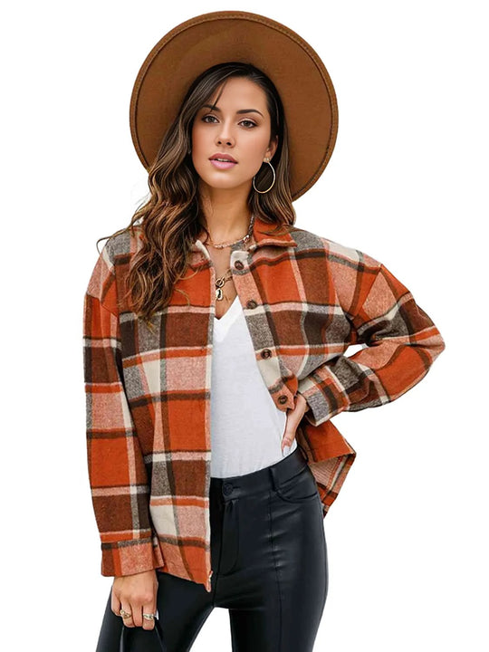 Pre- Order Plaid Button Up Collared Neck Jacket