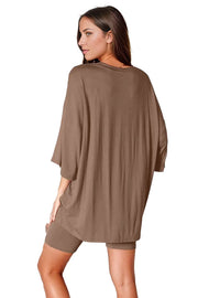 Basic Bae Soft Rayon Three-Quarter Sleeve Top and Shorts Set