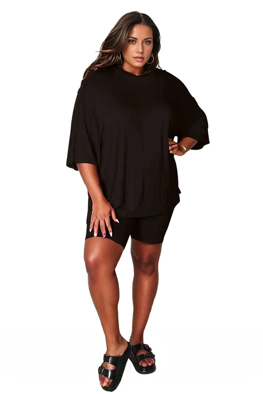 Basic Bae Soft Rayon Three-Quarter Sleeve Top and Shorts Set