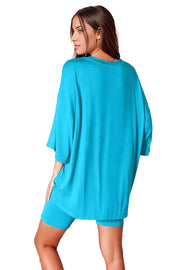 Basic Bae Soft Rayon Three-Quarter Sleeve Top and Shorts Set