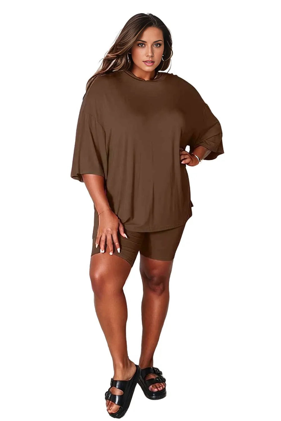 Basic Bae Soft Rayon Three-Quarter Sleeve Top and Shorts Set