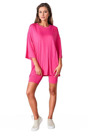 Basic Bae Soft Rayon Three-Quarter Sleeve Top and Shorts Set