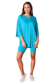 Basic Bae Soft Rayon Three-Quarter Sleeve Top and Shorts Set