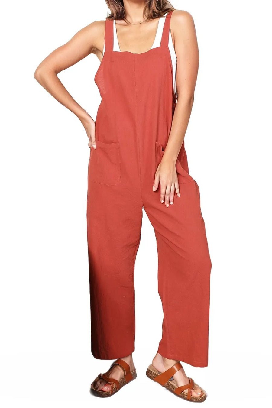 Trendsi overalls Double Take Wide Leg Overalls with Front Pockets