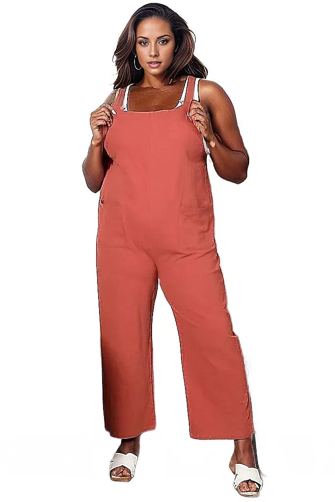 Trendsi overalls Red Orange / S Double Take Wide Leg Overalls with Front Pockets