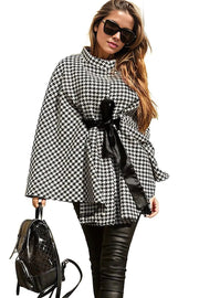 Trendsi Plaid / One Size PRE-ORDER Houndstooth Tie Waist Trench Coat