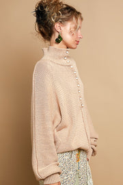 Trendsi POL Pearl Detail Turtleneck Long Sleeve Sweater