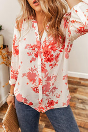 Trendsi Pre-Order Floral Notched Long Sleeve Blouse