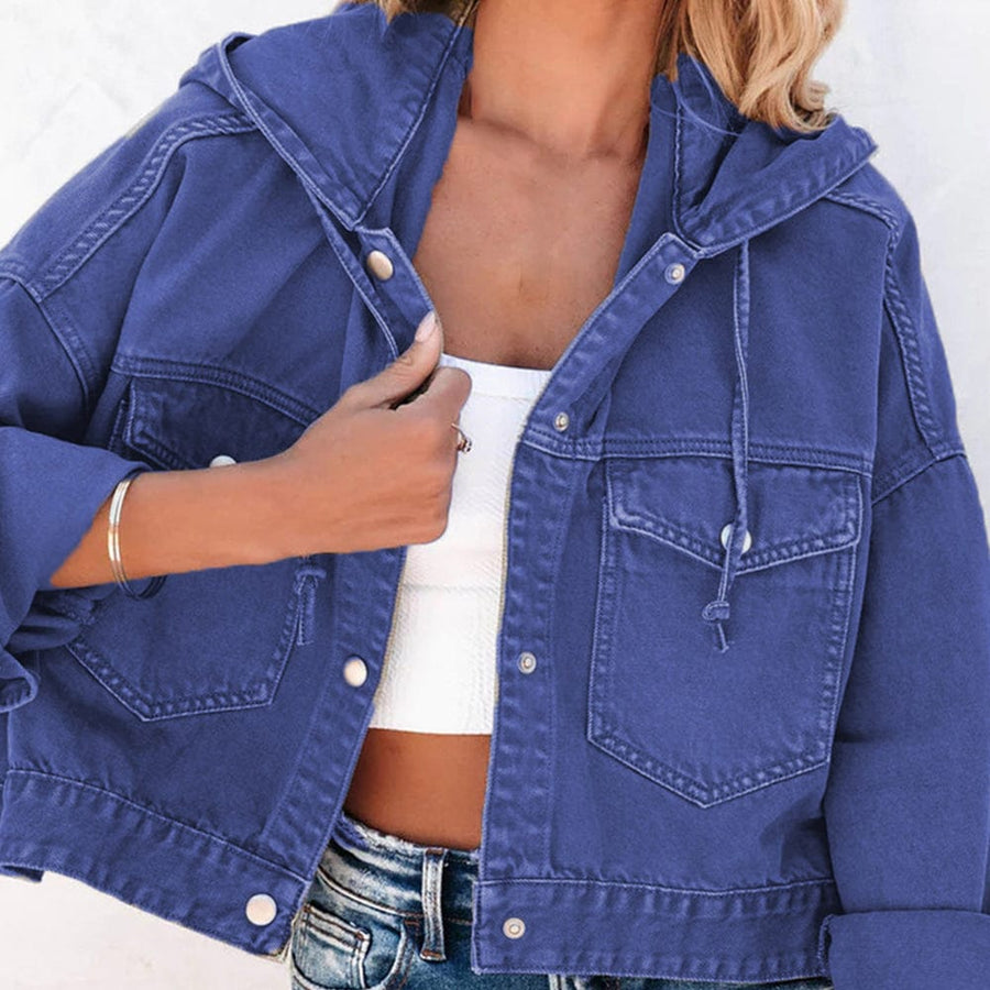 Trendsi PRE-ORDER Hooded Dropped Shoulder Denim Jacket