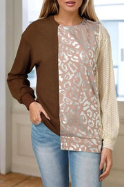 Pre-Order Leopard Round Neck Long Sleeve Blouse