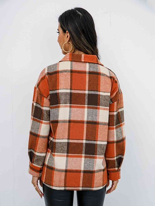 Pre- Order Plaid Button Up Collared Neck Jacket