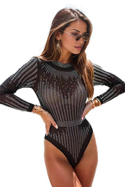 Pre-Order Rhinestone Round Neck Long Sleeve Bodysuit