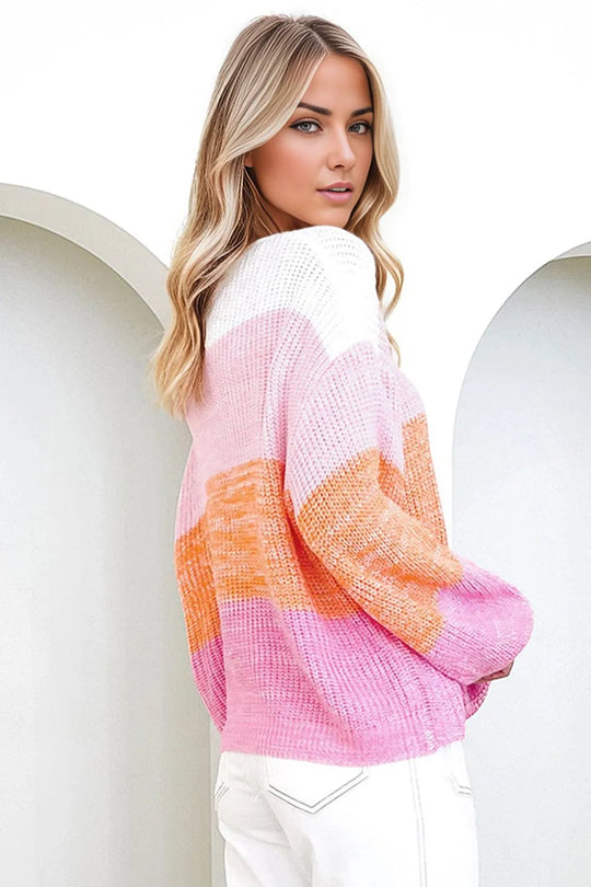 PRE-ORDER Ribbed Color Block Long Sleeve Sweater