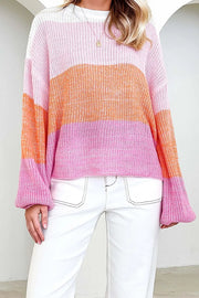 Trendsi Shirts & Tops PRE-ORDER Ribbed Color Block Long Sleeve Sweater