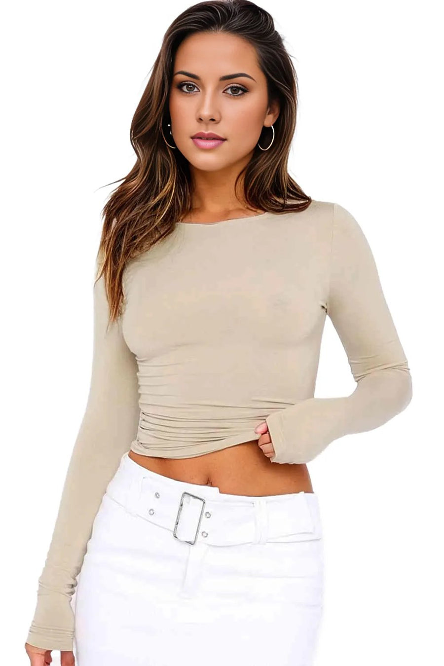 Trendsi Pre- Order Round Neck Long-Sleeve Top