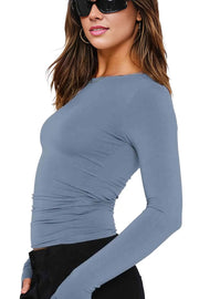 Trendsi Pre- Order Round Neck Long-Sleeve Top