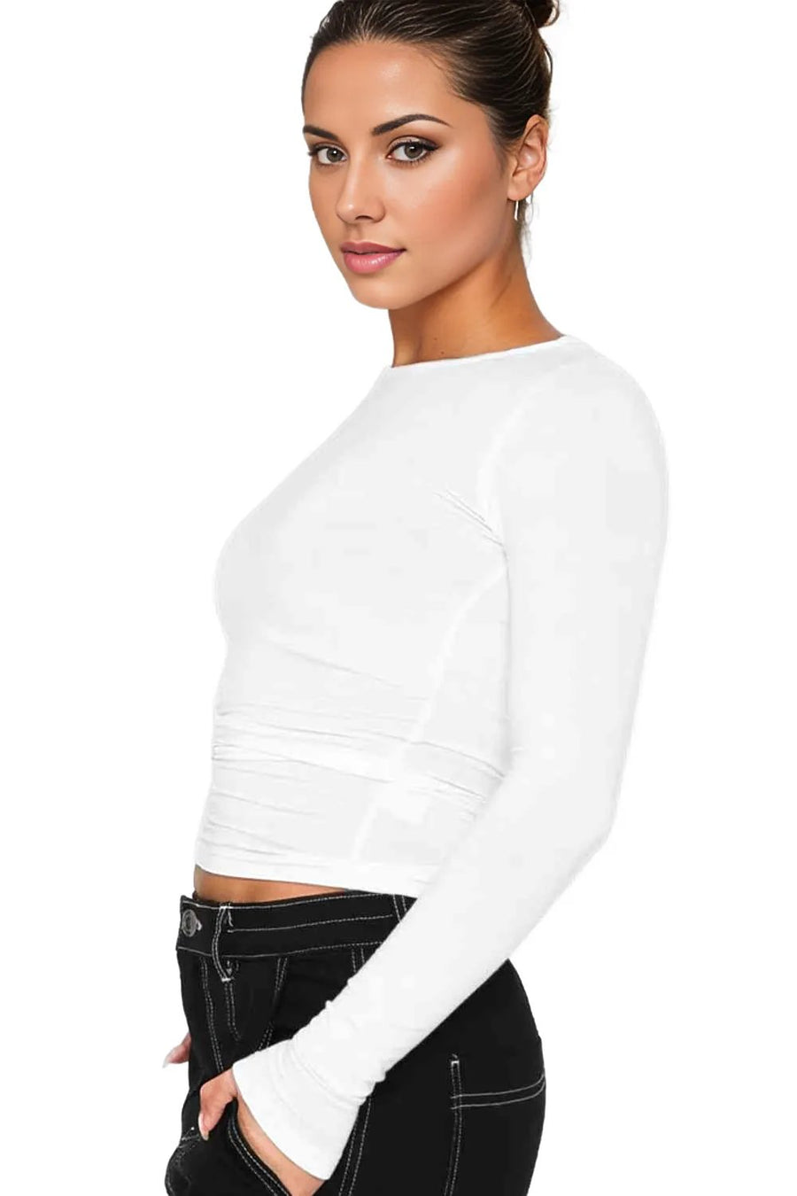 Trendsi Pre- Order Round Neck Long-Sleeve Top