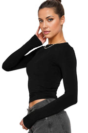 Trendsi Pre- Order Round Neck Long-Sleeve Top