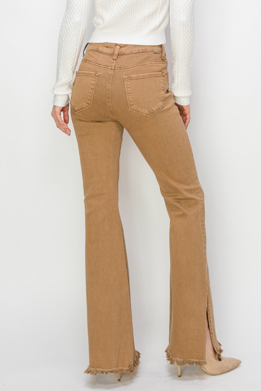 Trendsi RISEN Bailey Full Size High Waist Side Slit Flare Jeans