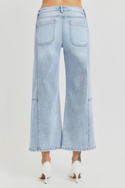 Trendsi RISEN Full Size High Rise Seamed Detail Wide Leg Crop Jeans