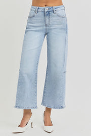 Trendsi RISEN Full Size High Rise Seamed Detail Wide Leg Crop Jeans