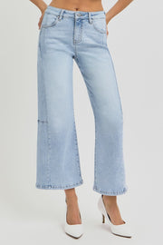 Trendsi RISEN Full Size High Rise Seamed Detail Wide Leg Crop Jeans