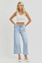 Trendsi RISEN Full Size High Rise Seamed Detail Wide Leg Crop Jeans