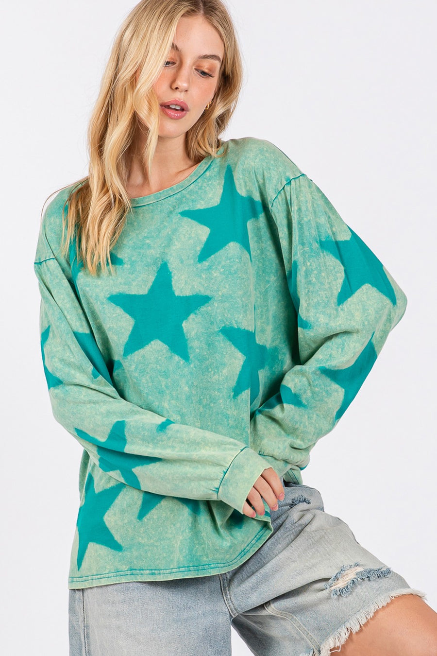 Trendsi SAGE + FIG Mineral Wash Star Pattern T-Shirt