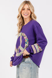 Trendsi SAGE+FIG Peace Applique Patch Long Sleeve Top