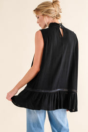 Trendsi Shirts And The Why Lace Detail Sleeveless Ruffled Top