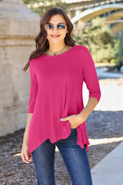 Basic Round Neck Pocketed T-Shirt