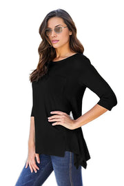 Trendsi Shirts & Tops Basic Round Neck Pocketed T-Shirt