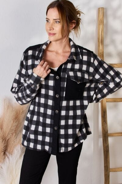 Shirts & Tops Black / S Hailey & Co Full Size Plaid Button Up Jacket