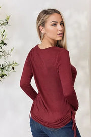 Shirts & Tops Culture Code Full Size Drawstring Round Neck Long Sleeve Top