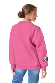 Shirts & Tops Double Take Full Size Sequin Football Half Zip Long Sleeve Sweatshirt