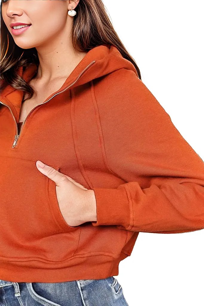 Double Take Half-Zip Long Sleeve Hoodie